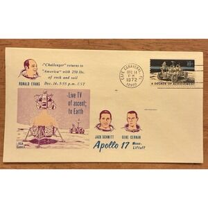 APOLLO 17  "Moon Liftoff" Lunar Voyage Cachets Cape Canaveral  12-14-1972 Cover‎